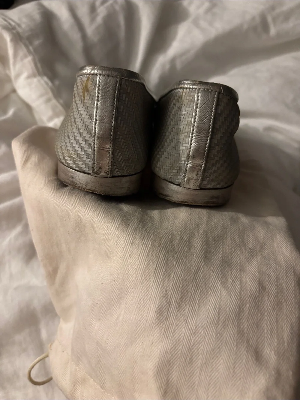 Chanel Silver and Black Ballet Flats